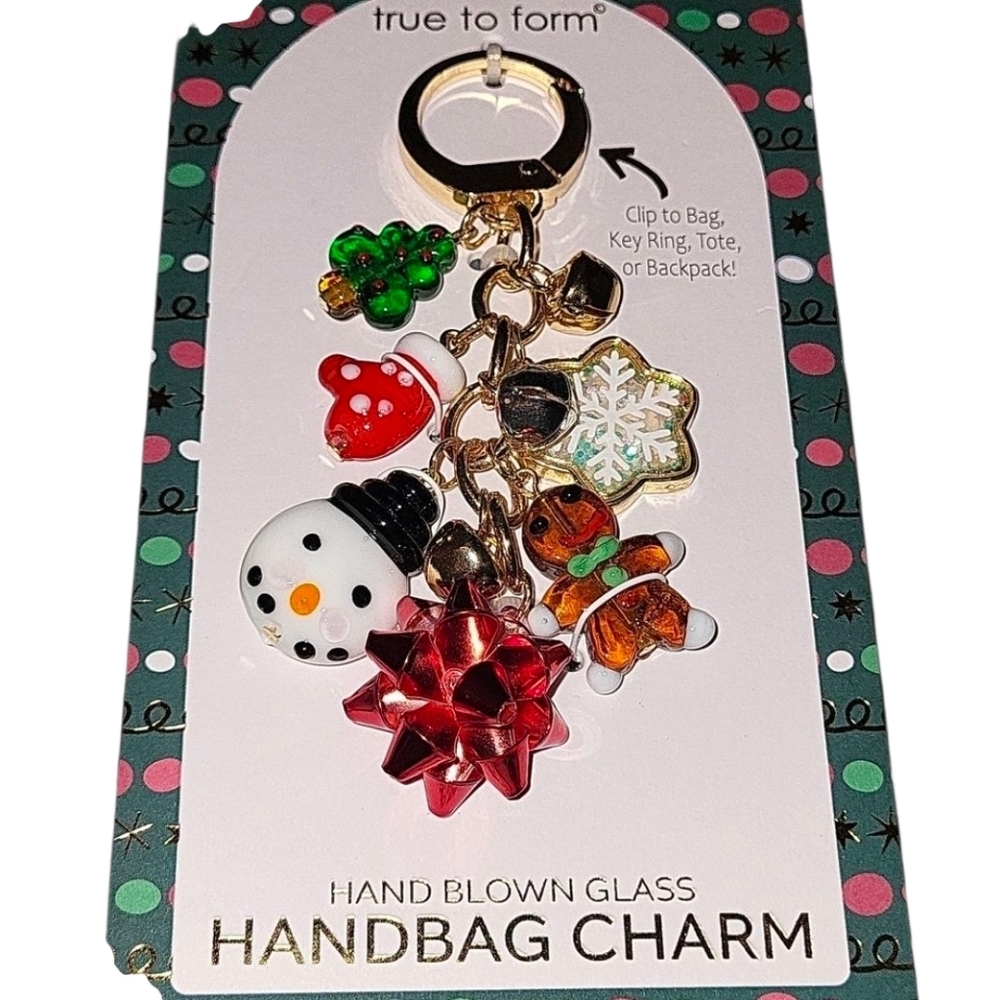 ❤️▪️True to Form▪️Hand Blown Glass Handbag Charm Christmas Brand New HL